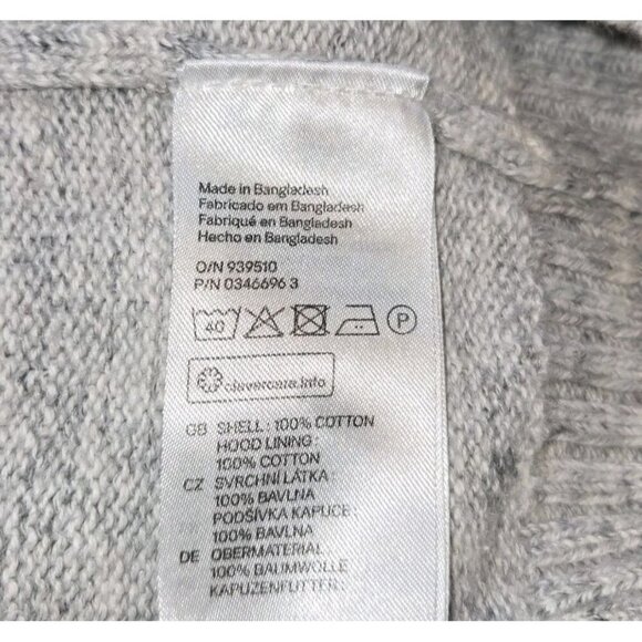 L.O.G.G. by H&M Grey White Denim Color Knit Womens 1/4 Zip Hoodie Kangaroo Large - Picture 6 of 8